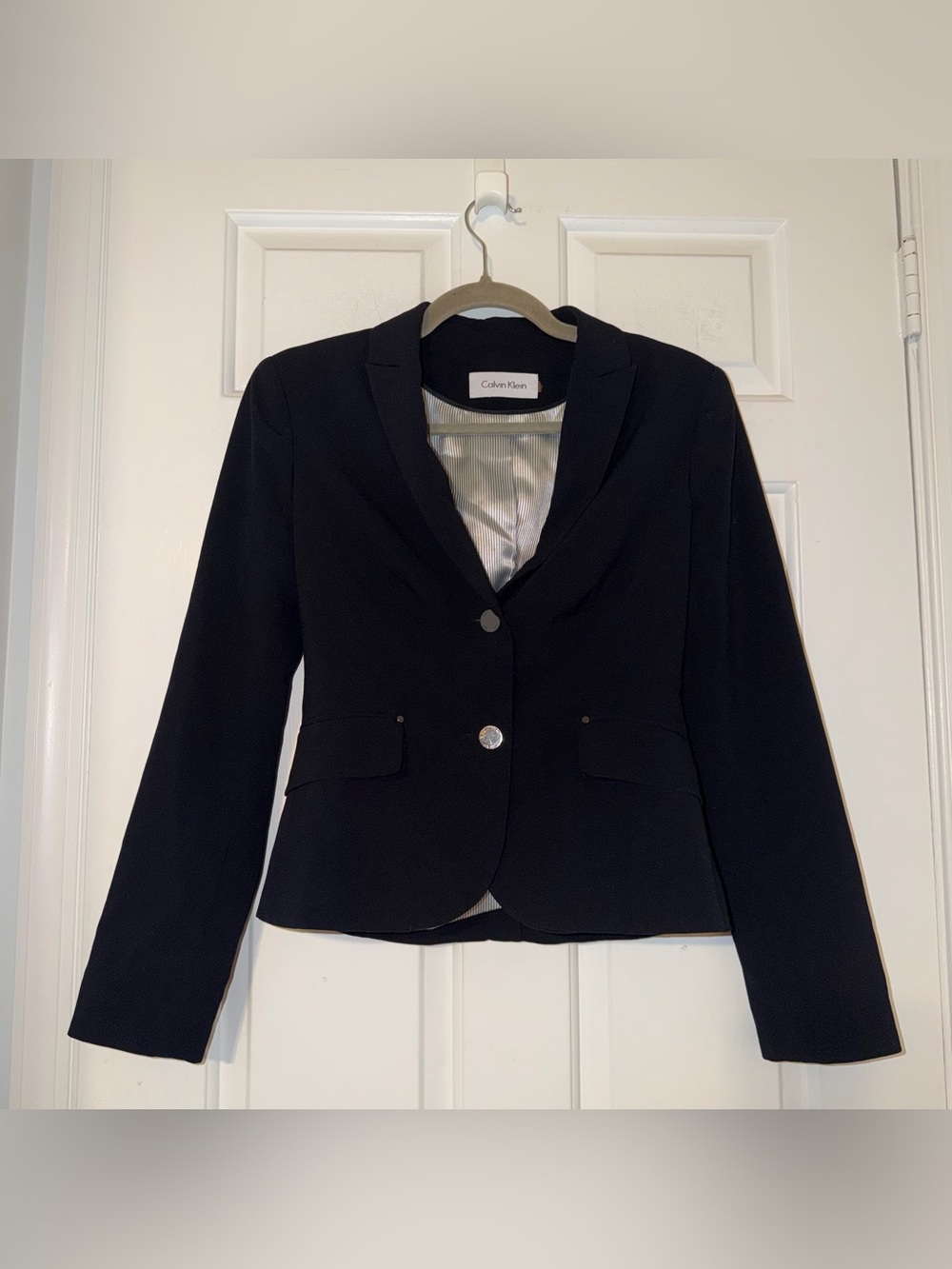 Calvin Klein Black dark navy double-Button tailored Blazer 0